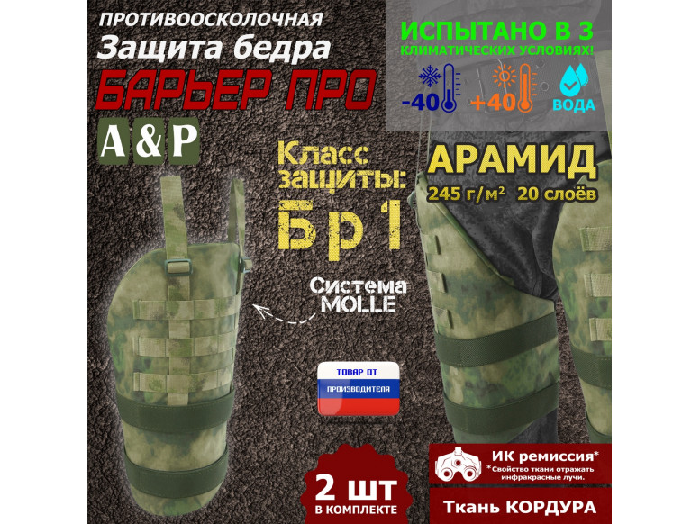 Защита бедра "Барьер ПРО" противоосколочная. Арамид (кевлар). Класс защиты Бр 1. 
