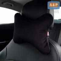 Подушка-косточка автомобильная под шею. Средняя. Велюр. Цвет: черный.
